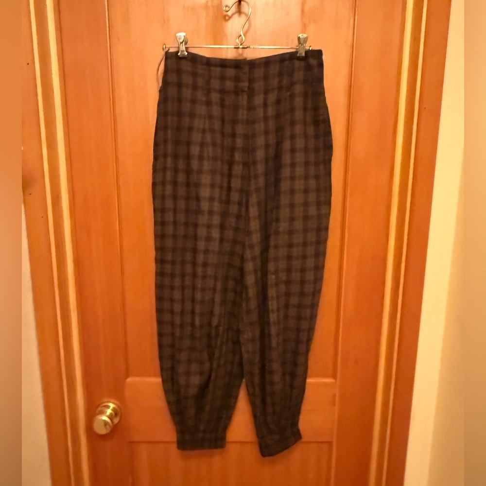 ASOS Women’s  Plaid Pants - Brown/ Blue Checkered Barrel Flannel - Picture 2 of 11